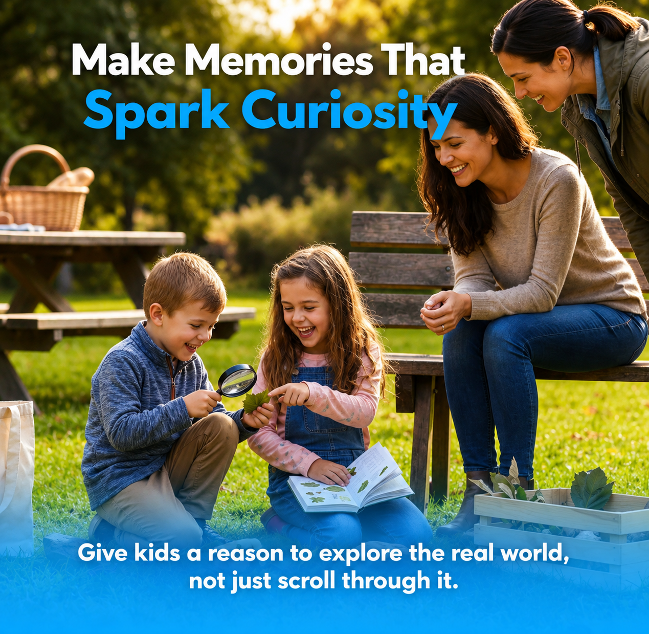 Family exploring outdoors with Curious Scope